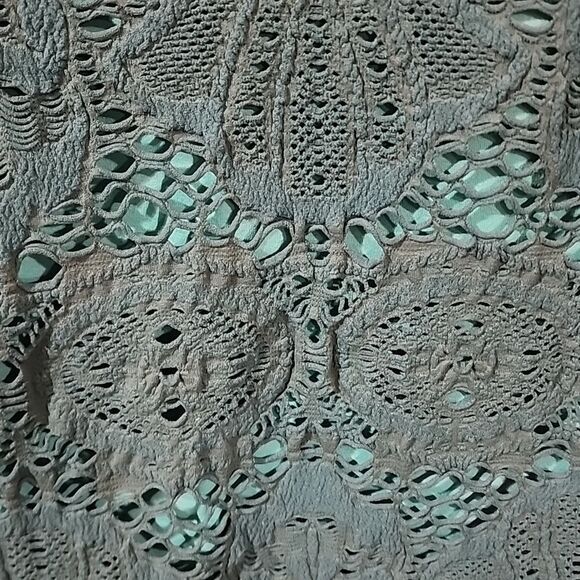 Intamitely Free People Crocet Effect Bodycon NWT  size M-Elegant Blue Lace Dress - Picture 5 of 6